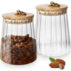 AstraLoom 650ml × 2 Conical Glass Storage Jars with Locking Lid and Carry Ring for Coffee Beans Candy Sugar Tea Spice Food Storage Kitchen Storage Decoration