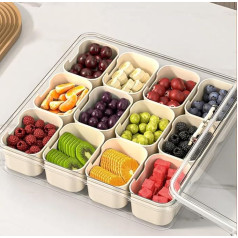 basohallrd Tragbarer geteilter Snackbehälter mit Deckel, transparentes Serviertablett mit Griff, Lebensmittelaufbewahrungsbox für Party, Picknick (Standard)