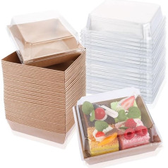 APACALI 100 Pieces Cake Slice Boxes, 12cm Charcuterie Boxes with Clear Lids, Cake Boxes for Cake Portion, Individual Cake Slice Boxes for Bakery, Cakes, Sandwiches, Cookies,
