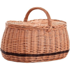 e-wicker24 Alles aus Weide Wicker Picnic Basket with Lid Large Storage Basket for Fruit and Vegetables Food Basket Trip Basket Braided (48 x 28 cm H24/37)