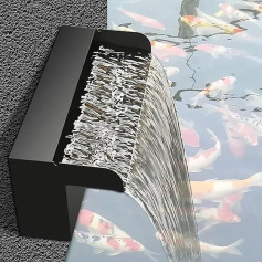SBCWH Pond Waterfall Overflow, Black Pool Fountain, Water Feature, Stainless Steel Waterfall Fountain for Indoor and Outdoor Use, for Garden, Patio, Backyard (40 cm / 15.7 inches)