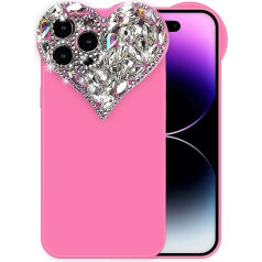 IAIYOXI Cute 3D Glitter Case for iPhone 11, Sparkling Aesthetic Heart Gems Pretty Shine Colorful Diamonds Soft TPU Protective Case for Women and Girls (Rose)