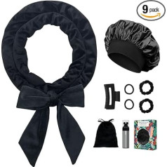 Gwabee 70 Inch Long Hair Curlers No Heat Curlers for Long Hair Soft Band 9 Pieces Curling Tongs Set with Bonnet Black