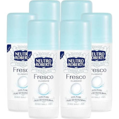 6 x Neutro Roberts Deodorant Stick Fresh Blue Effective 48 Hours without Aluminium Salts, 6 Bottles of 40 ml