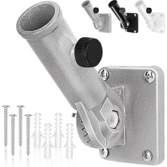 Fahnenmasthalter, Außenhaus, Fahnenmasthalterung, robuste Metallflaggenhalterung, Aluminium-Legierung, verstellbare Flaggenhalter, stark, rostfrei, Multi-Positionen, 2,5 cm, Silber