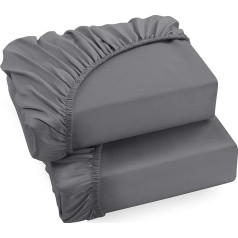 Utopia Bedding, Set of 2 Fitted Sheets, 180 x 200 cm, Grey, Brushed Microfibre Fitted Sheet, 35 cm Deep Pocket
