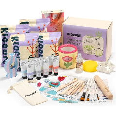 Kiocure Pottery Set for Home Pottery Set: Clay for Pottery Air-Drying for Adults & Children, DIY Set Adult Clay Set with Modelling Tool, Acrylic Paints, Pottery Home for Beginners