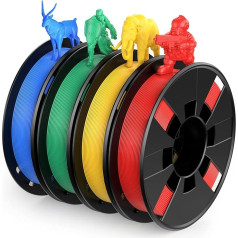 ENTINA PLA Filament Set for 3D Printers, PLA Filament 1.75 mm, 800 g (200 g x 4 Spools), Red, Yellow, Blue and Green Filament 3D Printing Materials, Accuracy +/- 0.02 mm
