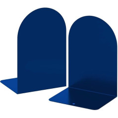 Matalbookends Deefongo Pack of 2 Blue Metal Bookends, Durable Bookends with Non-Slip Rubber Pads