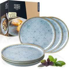 Moritz & Moritz TERRA 6-Piece Breakfast Plate Set - Diameter 20.5 cm - in Bright Blue Made of High-Quality Porcelain - Small Plate Set as Cake Plate or Dessert Plate