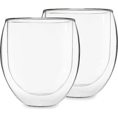 Feelino Ice-Bloom Double-Walled Jumbo Thermal Glasses Transparent Glasses incl. Tea Flower Large Tea Glasses / Coffee Glasses / Cocktail Glasses / Latte Macchiato Glasses with Floating Effect