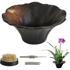 NIUKOMY Ikebana Ceramic Vase, Ikebana Flower Pot, Ikebana Flower Vase, Ikebana Flower Arrangement Supplies with 4cm Kenzan Flower Frog and Cleaning Needle for Home Decoration, Flower Shape 02