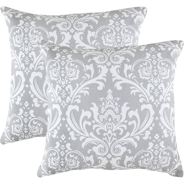 TreeWool Decorative Cushion Cover Damask Design 100% Cotton Pack of 2, 50 x 50 cm