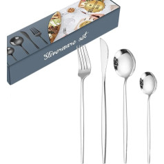 Cutlery Set for 6 People, 24-Piece Stainless Steel Cutlery Set, High-Quality Cutlery Set with Knife, Fork, Spoon, Cutlery for Home, Party, Restaurant, Dishwasher Safe