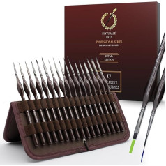 Pinturale Fine Brush Set - 17-Piece Detailed and Fine Brush Set Painting Including Elegant Case | Artist Brush Ideal for Acrylic Paints, Watercolour, Model Building, Oil Paints, Watercolour Brush Set