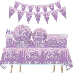 ZOOMPIL Diamond Children's Birthday Party Tableware, Happy Birthday Party Tableware Set, Party Tableware Children's Birthday Decoration, 92 Pieces Party Tableware for Children's Birthday Party