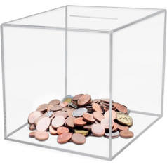 Clear Acrylic Money Box 12cm x 12cm Kids Money Box