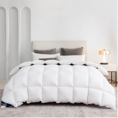 Uniency Down Duvet 220 x 240 cm Winter Extra Warm 100% Cotton Cover Duvet 240 x 220 Down and Feathers Down Duvet Winter Duvet Feather Duvet Quilt White Filling Weight: 3100 g Ökotex and RDS