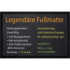 MoonWorks® Legendary Doormat with Gaming Motif for Nerds Geeks Computer Game Gamer Non-Slip & Washable Black 60 x 40 cm