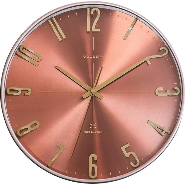 GOODERY Radio-Controlled Wall Clock, Diameter 30 cm, Quiet 3D, Large, Modern, Analogue Wall Clock without Loud Ticking Noises, Almost Silent, Decoration for Any Wall Clock, Radio-Controlled Clock,
