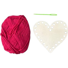 Häkelkorbboden - Valentinstag Holzhandwerkset | Gestricktes Garnherzhandwerk mit Baumwollfaden und Nadel | Holzherzförmige Strickbasis für handgefertigte Stickereien, Garnhandwerk