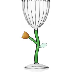 Ichendorf Milano Optical Amber Flower Goblet Botanica Collection 28 cl Borosilicate Glass Handmade