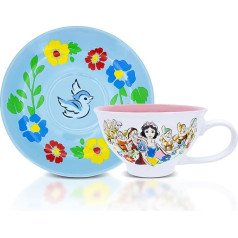 Disney Snow White and the Seven Dwarfs I'm Wishing Ceramic Tea Cup and Saucer | Tea Party Set for Coffee, Espresso, Mocha