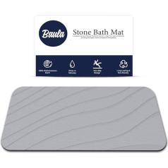 BAULA Quick Dry Bath Mat, Pebble Mat, Super Absorbent and Non-Slip, A Different Design on Each Side, Multipurpose Stone Rug, 60 x 40 cm (Light Grey)