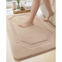 COLOR&GEOMETRY Bath Mat Bath Mat Non-Slip Washable 61 x 92 cm Bathroom Rug Large Absorbent Soft Bath Mat Beige for Bathroom, Shower, Bathtub, Laundry Room