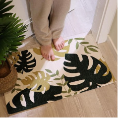 AMIDA Washable Door Mat Indoor 50 x 80 cm Non-Slip Front Door Mats with Floral Pattern Exquisite Jacquard Workmanship Comfortable Durable Lint Free Entrance Rug Floor Mat for