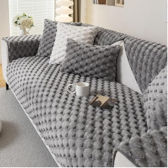 Tianxinbaobei Kaninchen-Plüsch-Sofabezug, rutschfest, flauschiger Fell-Schonbezug, warmer Möbelschutz (grau, 91,4 x 91,4 cm, Sesselbezug)