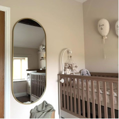 JOBU HOME Emi Runway Oval Mirror, Full Length, Gold, Metal, 150 x 60 cm