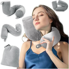 EPROICKS Travel Neck Pillow, Travel Pillow, Aeroplane Pillow, Memory Foam, Can Be Folded Side Sleep Neck Pillow, for Train, Car, Office, Camping, Travel Gadgets (Grey)