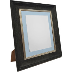 FRAMES BY POST Scandi Vintage Photo Frame - Charcoal Grey with Blue Mount, 24 x 20 Inch Image Size 50 x 40 cm