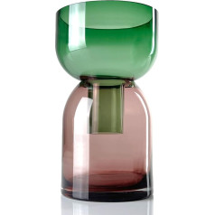 Cloudnola Large Reversible Glass Flower Vase and Bud Vase Green and Pink 9.5