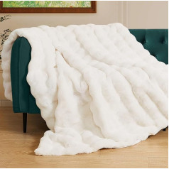 ORINOVA Fluffy Bubble Blanket, Beige, 130 x 150 cm, Cuddly Blanket, Fluffy Warm Blankets, Plush Blanket, Sofa Blanket, Cuddly Blanket, Bed Fleece Blanket