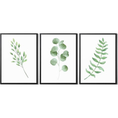 Set of 3 Plant Prints for Living Room or Bedroom Unframed Natural Home Bathroom Decor A4 Print Poster Set