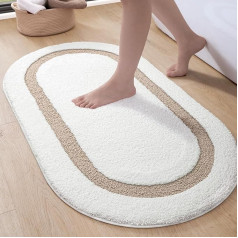 DEXI Bathroom Rug 61 x 92 cm, Non-Slip Bath Mat, Soft Machine Washable Bath Mat, Oval Absorbent Bath Mats & Bath Rugs for Shower, Bathtubs, Toilet Decoration, Beige