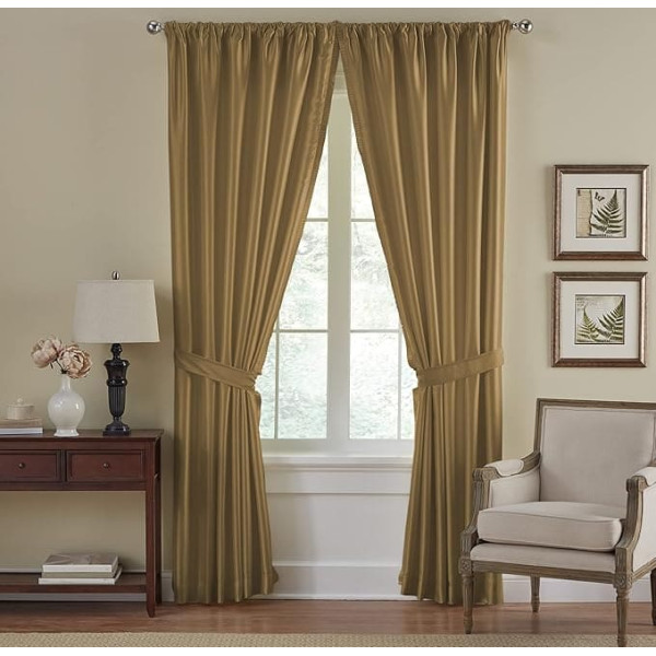 Elrene Home Fashions 26865577839 Room Darkening and Energy Efficient Lined Rod Pocket Window Curtain Drape Pleated Regal Solid Panel, 52