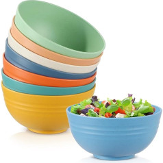 Esilihom 8 Piece Unbreakable Cereal Bowls Set 23oz Lightweight Serving Bowls Dishwasher and Microwave Safe Reusable Plastic Bowls for Cereal, Salad, Soup, Pasta