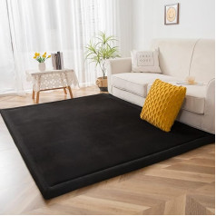 BYBYME Thickening Coral Velvet Mat Children's Rug - Extra Thick 3 cm Non-Slip Children's Soft Crawling Mat - as a Crawling Blanket Baby Play Mat (Black, 200 x 200 cm)