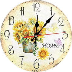 astylishome 1111 Outdoor Garden Clocks 10 Inch Floral Vintage Silent Non Ticking Battery Operated Numbers Wall Clock Decorative for Kitchen Office Classroom Flowers