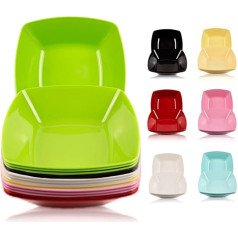 ECO Unbreakable Colorful Plastic Bowls Square Shatterproof 100% Food Grade Ideal for Camping, Indoor, Outdoor and Picnics (Green, Medium, 19 x 19 cm)