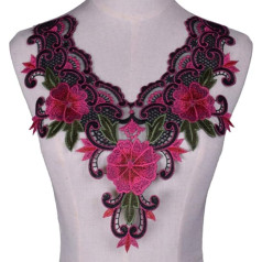 Rosa Kleid Spitze Ausschnitt Kragen Stickerei Applikation für DIY Handwerk Nähen Besätze Verzierungen Scrapbooking, Rose Pink