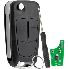 433 MHz 2 Button Car Key for Vauxhall Corsa Astra Vectra Zafira Antara Tigra B Pilot Car Connections Remote Control PCF7946 Chip with Screwdriver and Key Ring