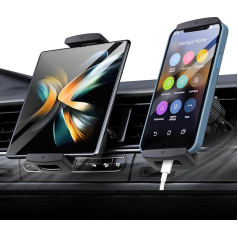 xuenair Z Fold 5 Car Mount, [360° Rotatable & Firm Hold & Never Fall Off] Vent Tablet Holder for Car, iPad Mini Car Mount for Samsung Z Fold 6 5 4 3 iPhone Google Motorola LTC Phones