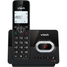 VTech CS2050 Cordless Phone with Answering Machine, Eco+ Mode, Senior Phone, Cordless Phone, Call Blocker, Hands-Free Function, Large Buttons, 1 Line Display, Black