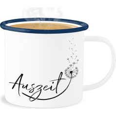Enamel Tin Mug – Statement – Time Out Relaxation Relax Dandelion – 300 ml – White Blue – Statements Relax Cup Happy New Year Dandelions New Year with