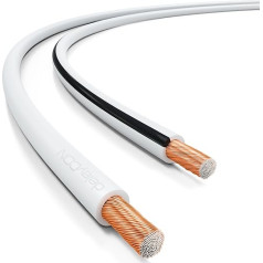 deleyCON Speaker Cable 100 m 2 x 0.75 mm² Speaker Cable CCA Copper-Coated Aluminium 2 x 24 x 0.20 mm Stranded Polarity Marking White