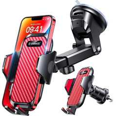 VANMASS Mobile Phone Holder Car Upgraded Mobile Phone Holder Car Adjustable Car Mobile Phone Holder Ventilation & Suction Cup Military Standard Smartphone Holder Car for iPhone 15 Samsung Huawei Mate